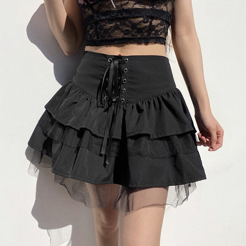 Goth Aesthetic Lace Up Skirt