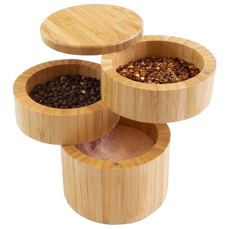 Bamboo Wood Box Spice Storage