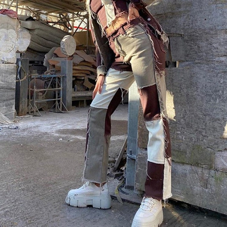 Cowboy Striped Patchwork Street Pants