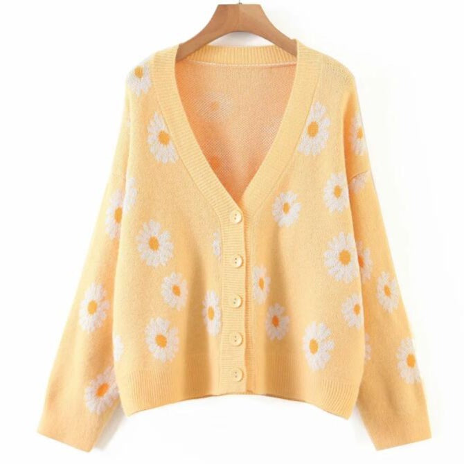 Floral Loose Knitted Cardigan