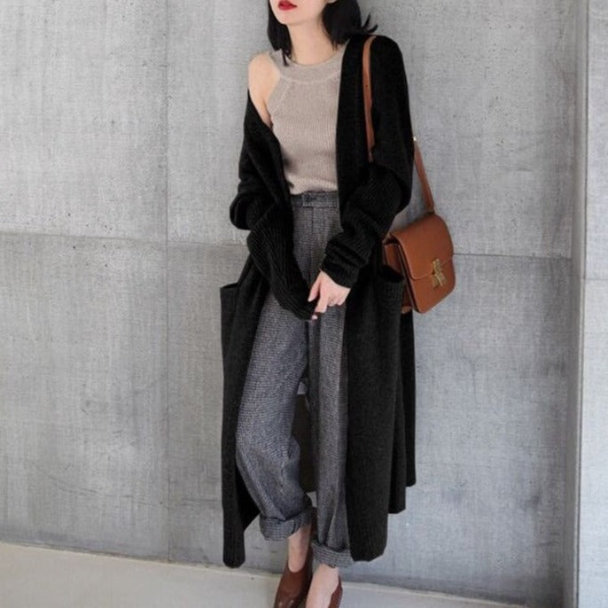 Knitted Cashmere Long Cardigan