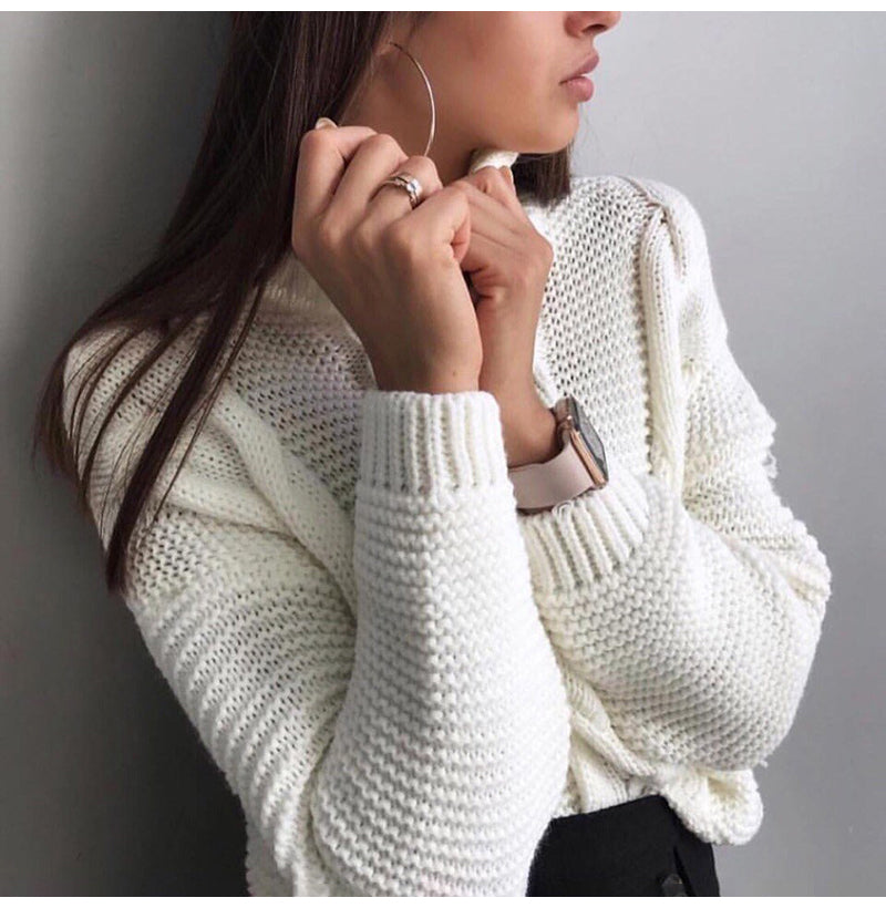 Fashion Turtleneck Knitted Sweatshirt