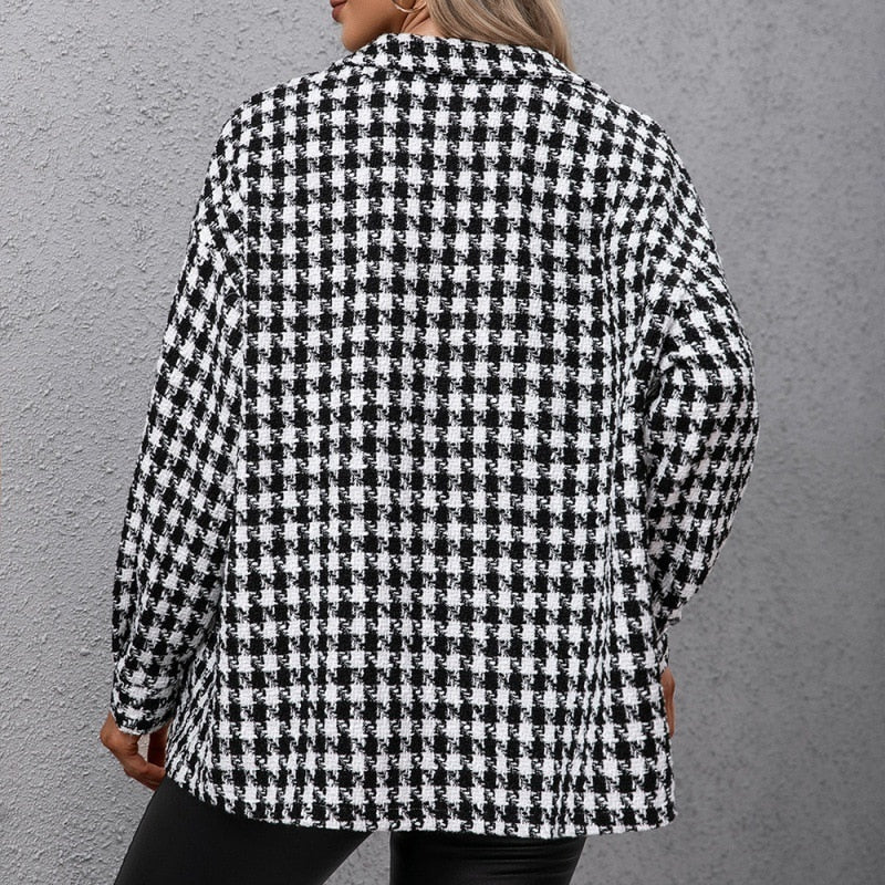 Houndstooth Shirt Loose Flannel