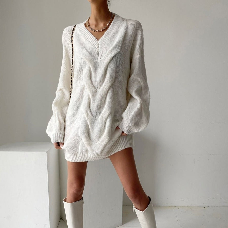 Elegant Knitted Long Loose Thick Sweater(One Size)