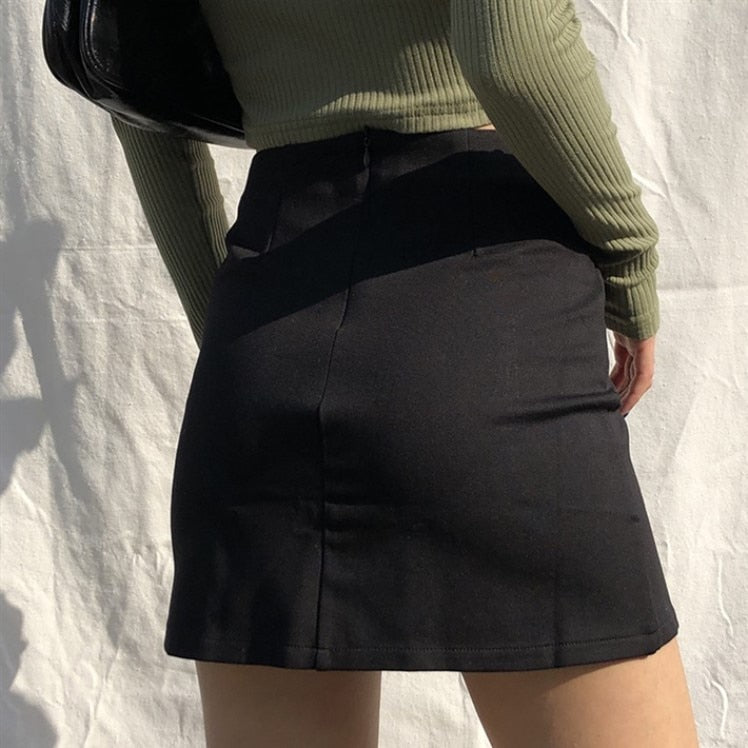 Black Split Elegant Mini Skirt