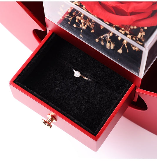 Red Apple Shape Jewelry Box - Rose Flower Gift Boxes