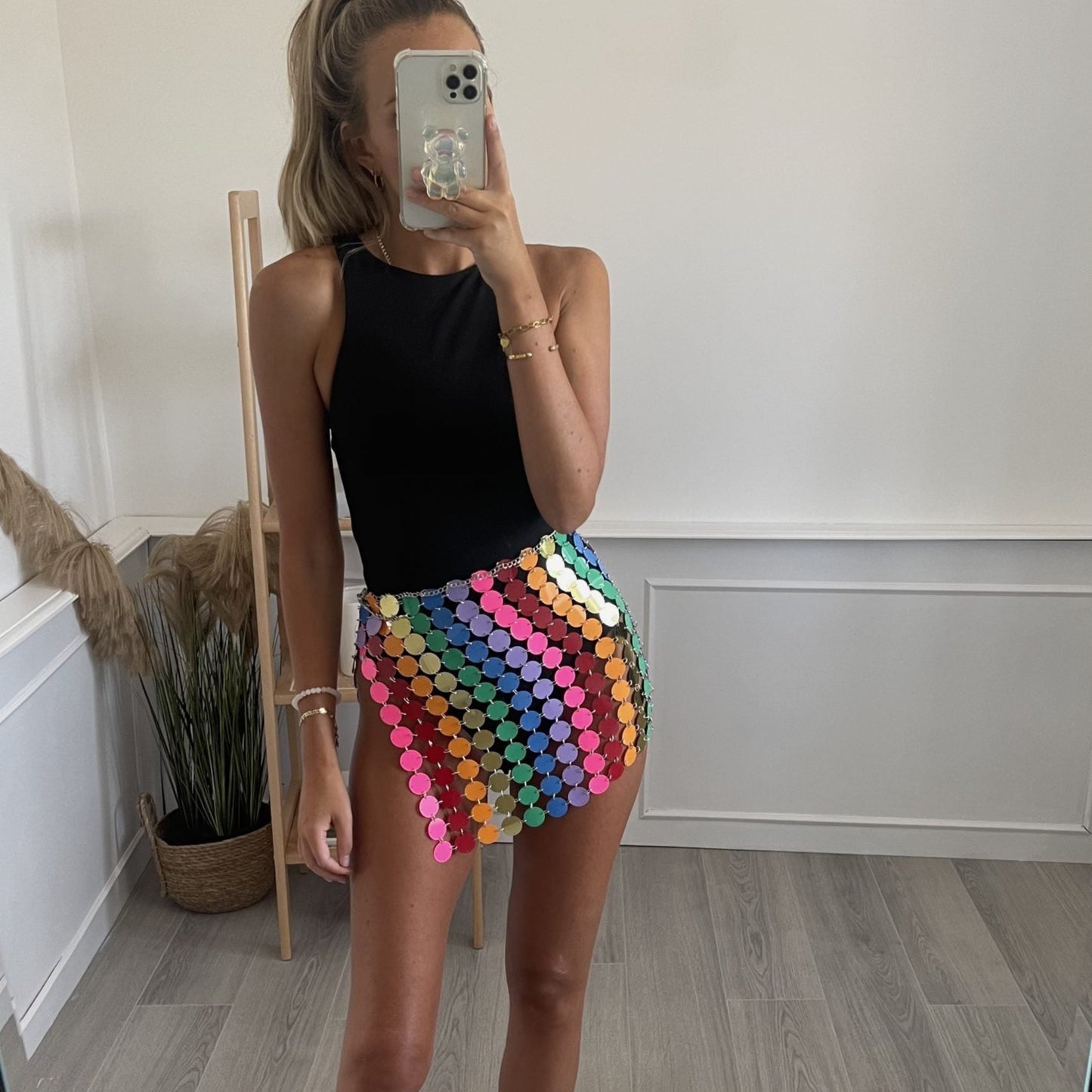 Sequins Chain Mini Skirt