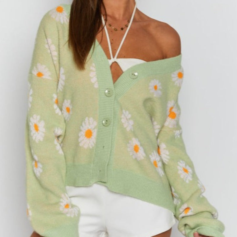 Floral Loose Knitted Cardigan