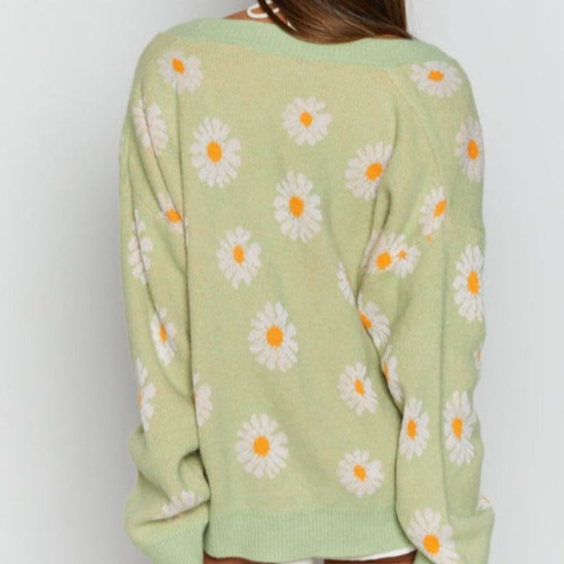 Floral Loose Knitted Cardigan