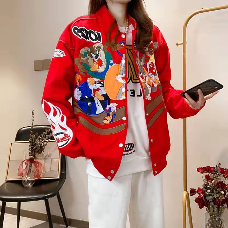 Embroidered Looney Tunes Bomber Jacket