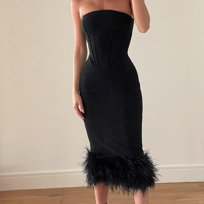 Feather Evening Bodycon Dresses