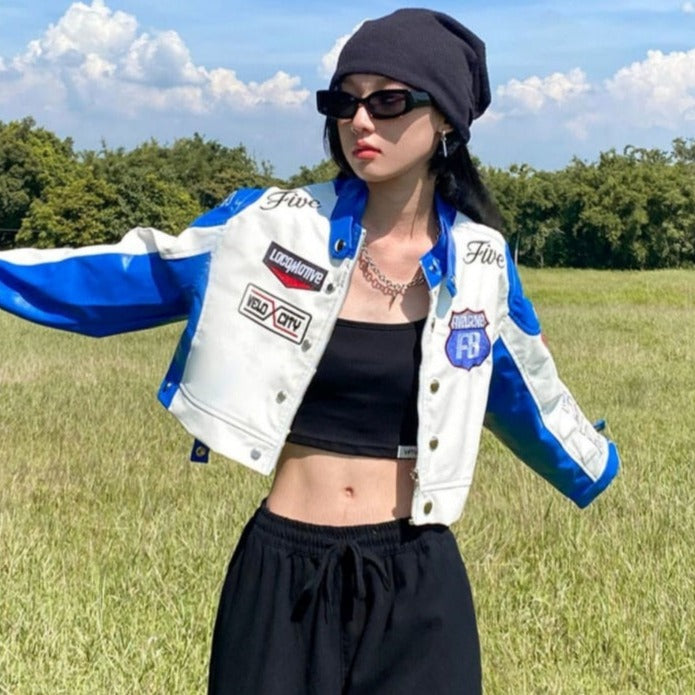 Vintage Cropped Bomber Jacket