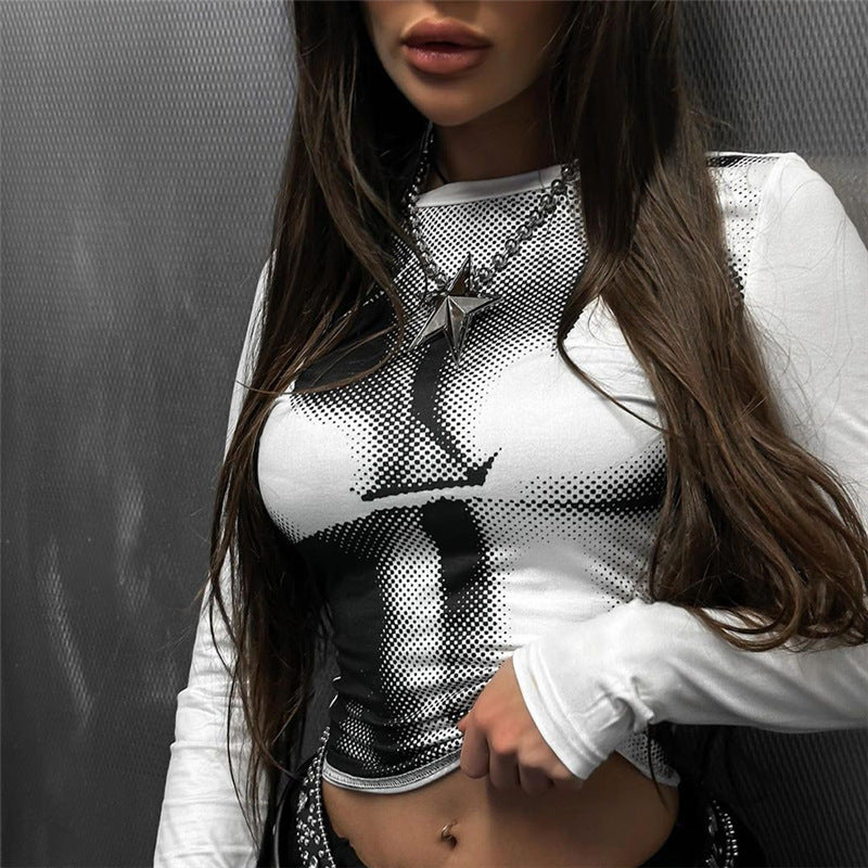 3D Body Print Cropped Tee