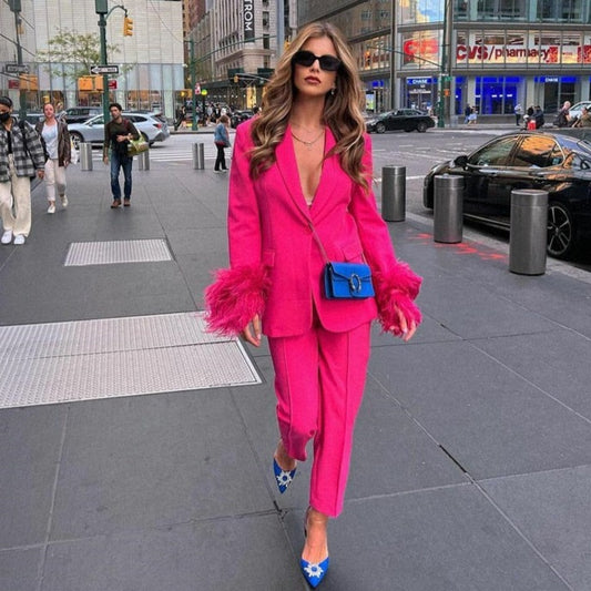 Retro Feather Chic Blazer