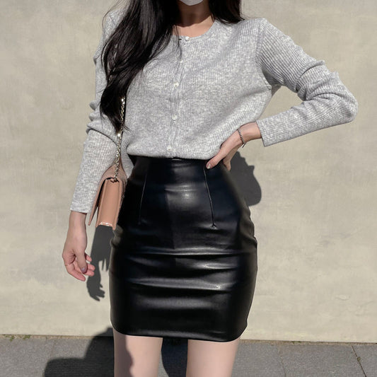 Punk Bodycon Mini Leather Skirt