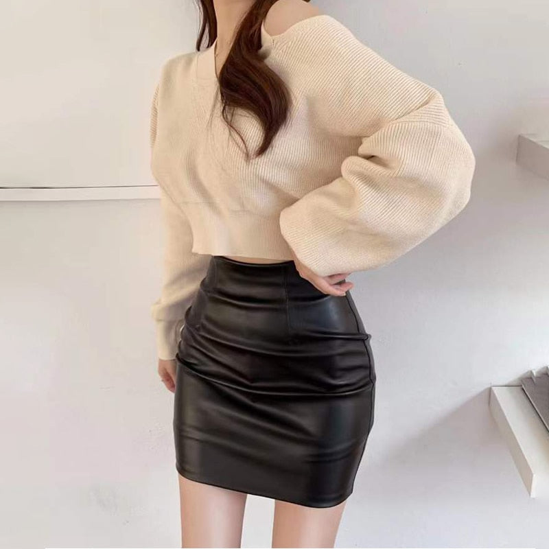 Punk Bodycon Mini Leather Skirt
