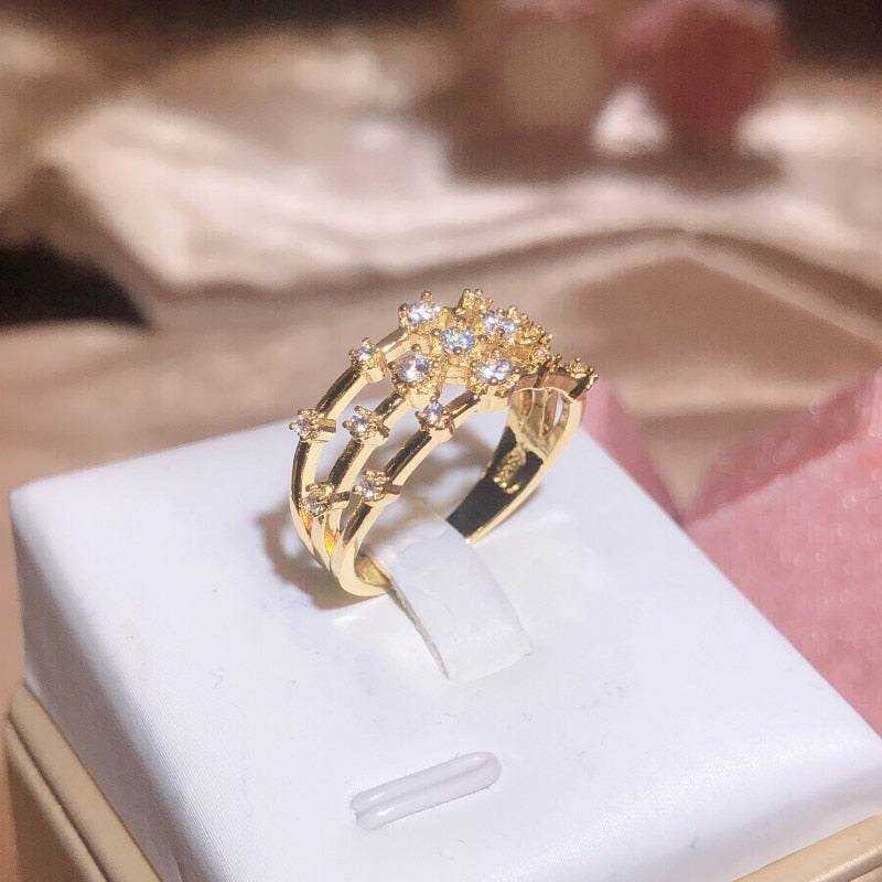 Starry Diamond Three-Layer Ring