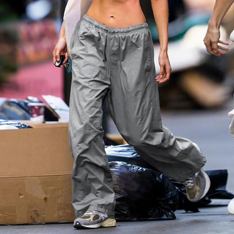 Grey Streetwear Parachute Pants