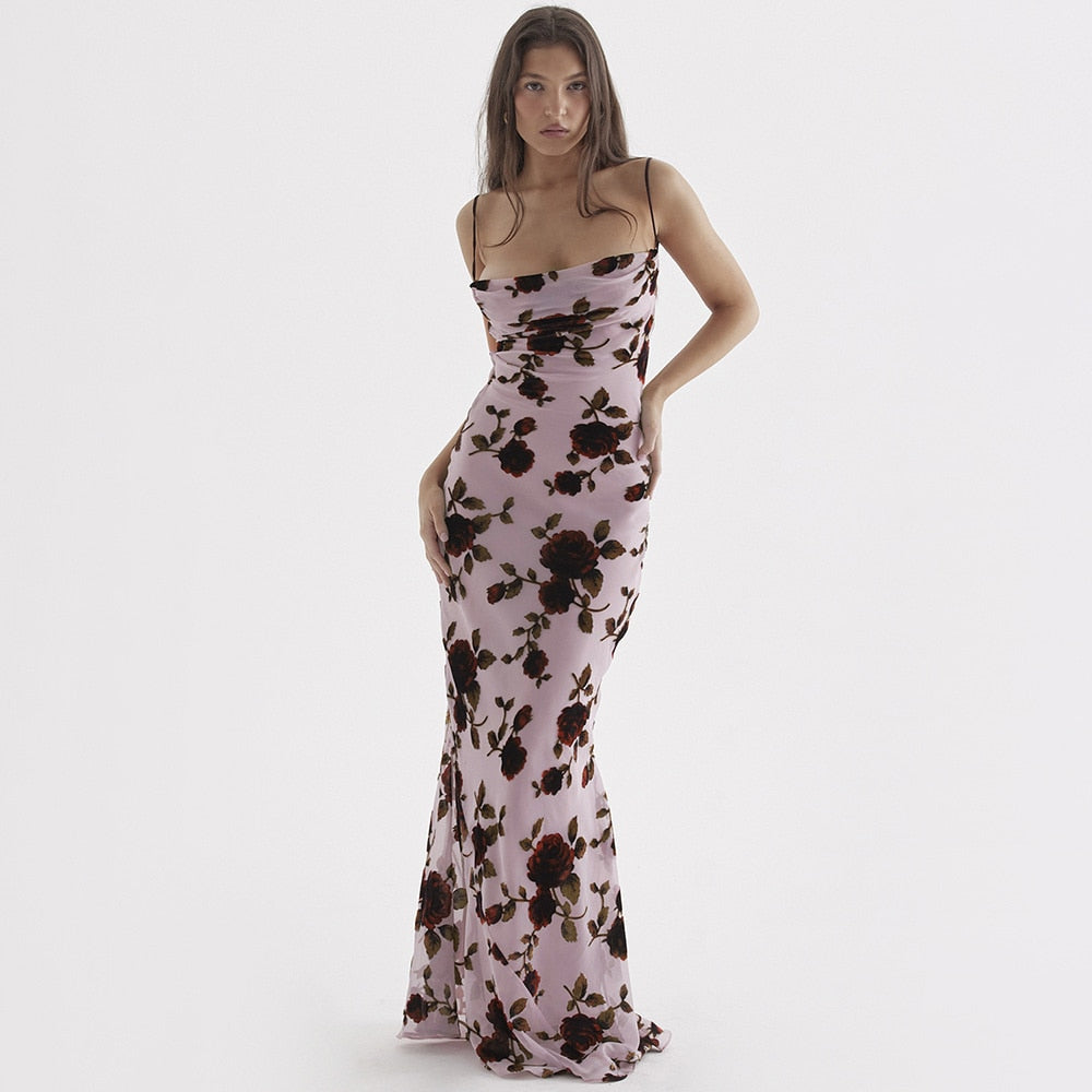 Elegant Floral Print Maxi Dress