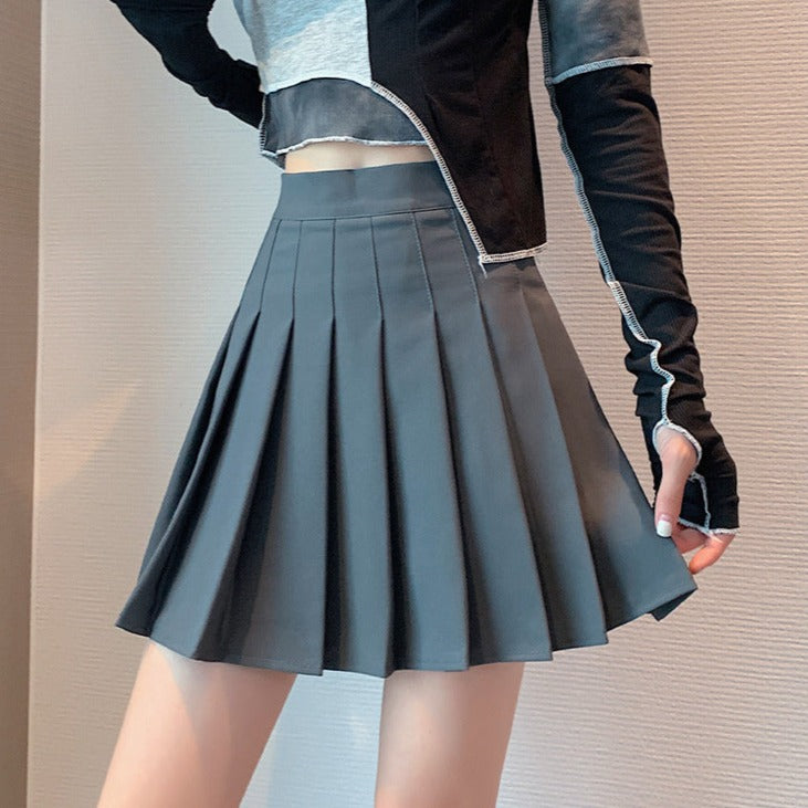 Pleated Mini High Waist Skirt