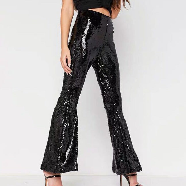 Glittery Sequin Flare Pants