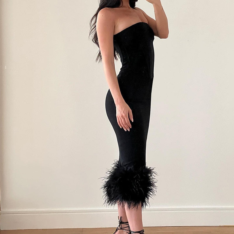 Feather Evening Bodycon Dresses