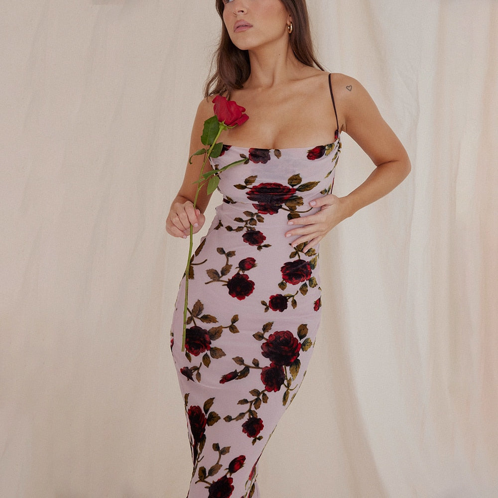 Elegant Floral Print Maxi Dress