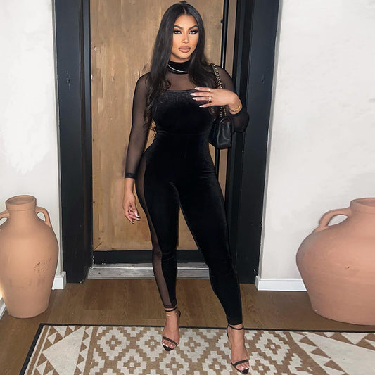 Velvet Long Sleeves Jumpsuits