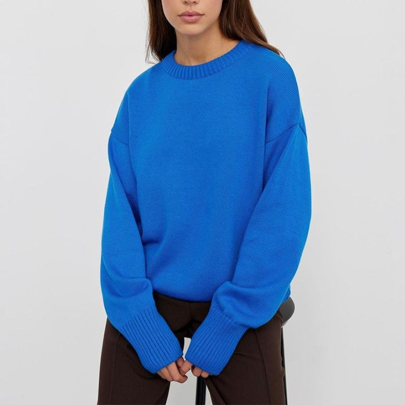 Oversized Knitted Basic Sweatshirt