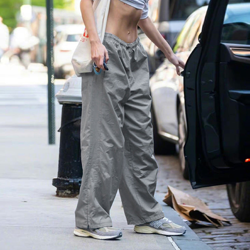 Grey Streetwear Parachute Pants