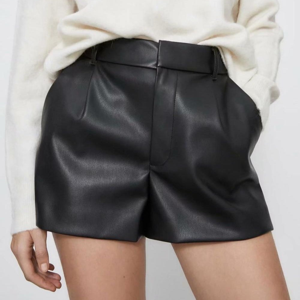 Vintage Leather High Waist Shorts