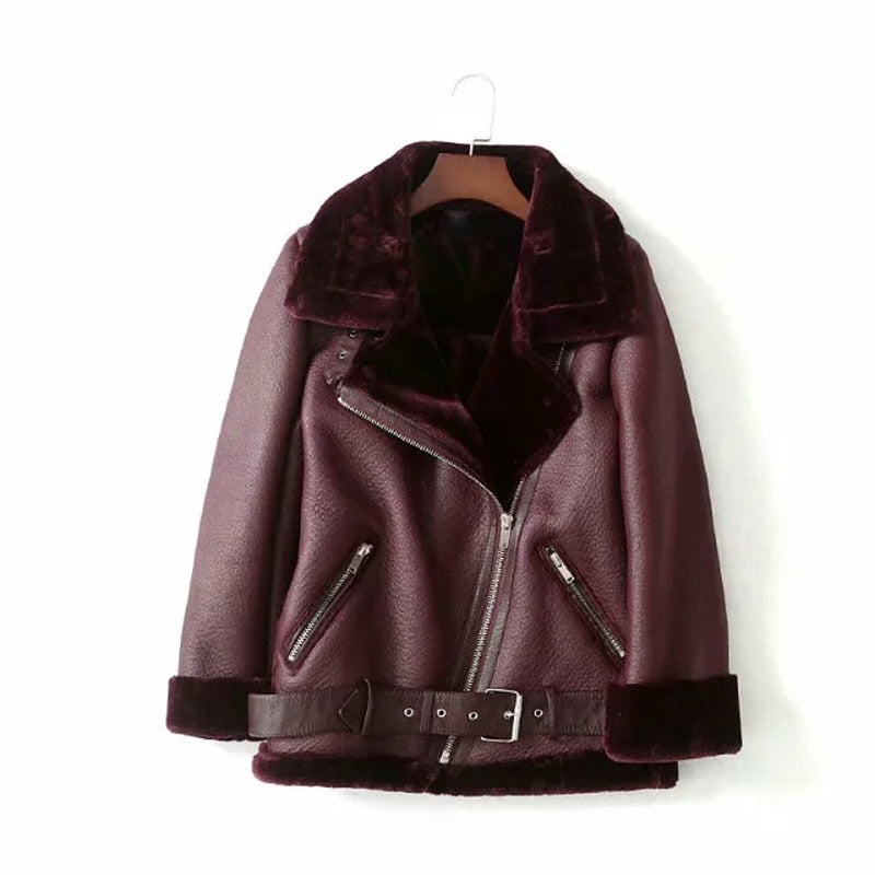 Sheepskin Fur Leather Jacket Coat