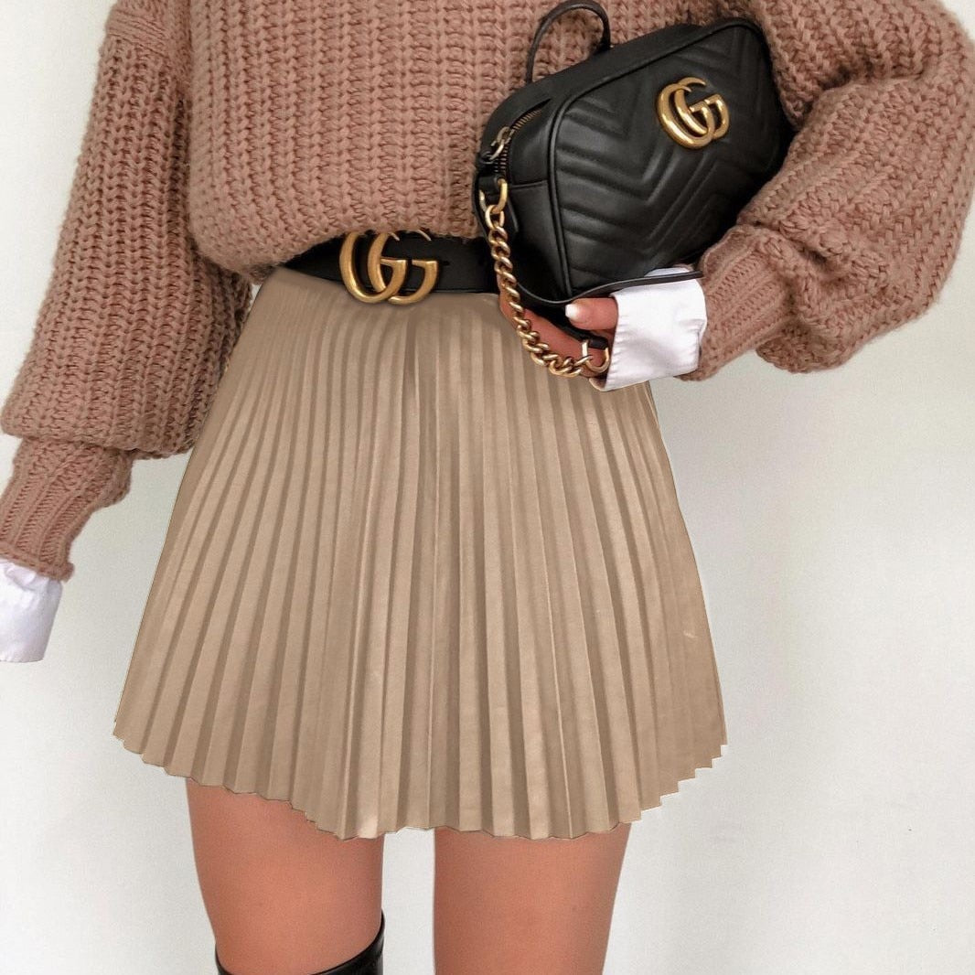 Fine Pleated Chic Mini Skirt