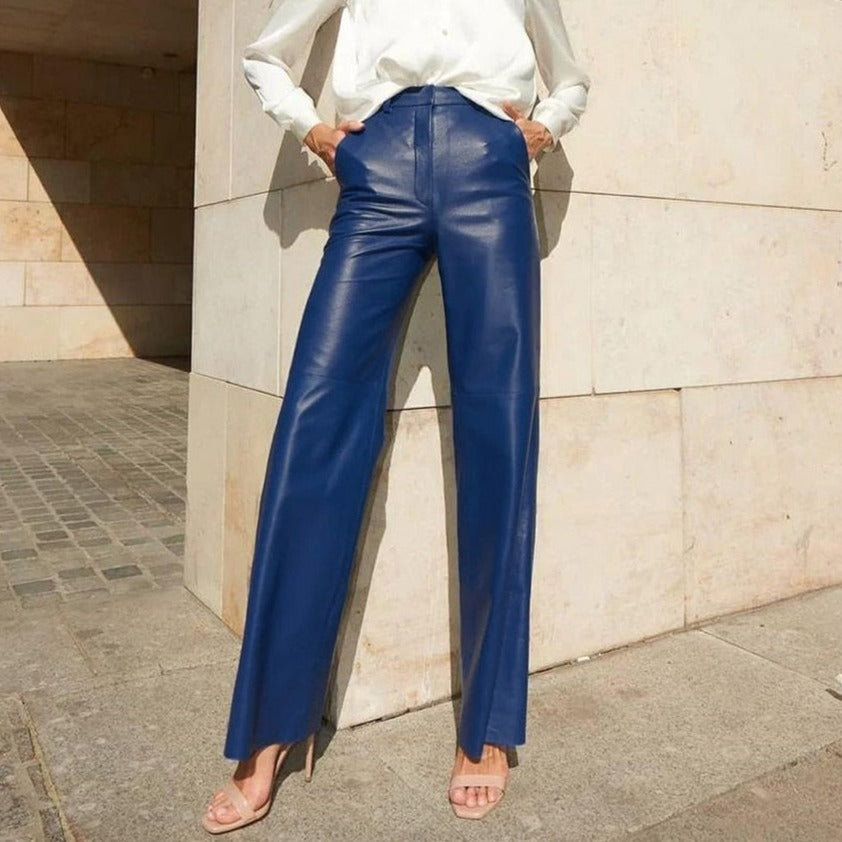 Elegant Slim Cut Leather Pants