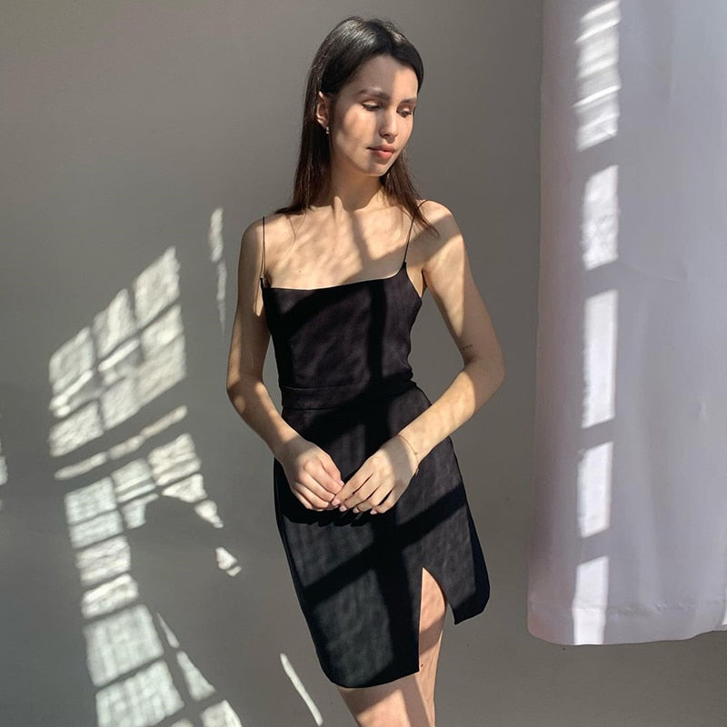 One-Line Shoulder Mini Dress
