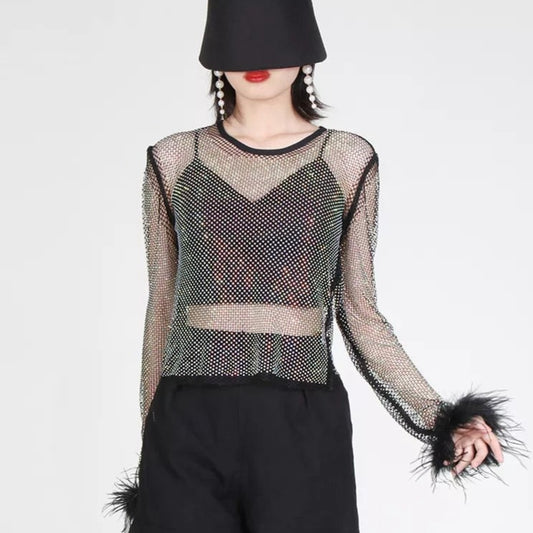Diamonds Feathers Transparent Top