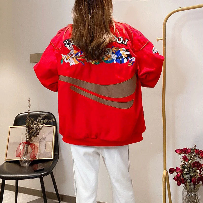 Embroidered Looney Tunes Bomber Jacket