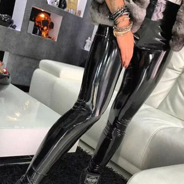 Glossy Black Leather Pants