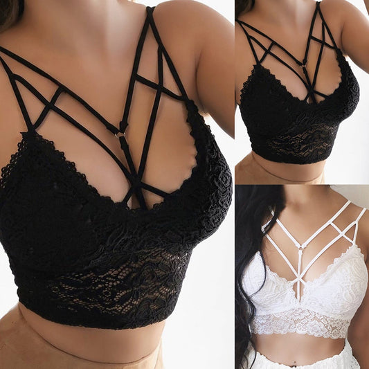 Women's Sexy Black Laced Push Up Bralette
