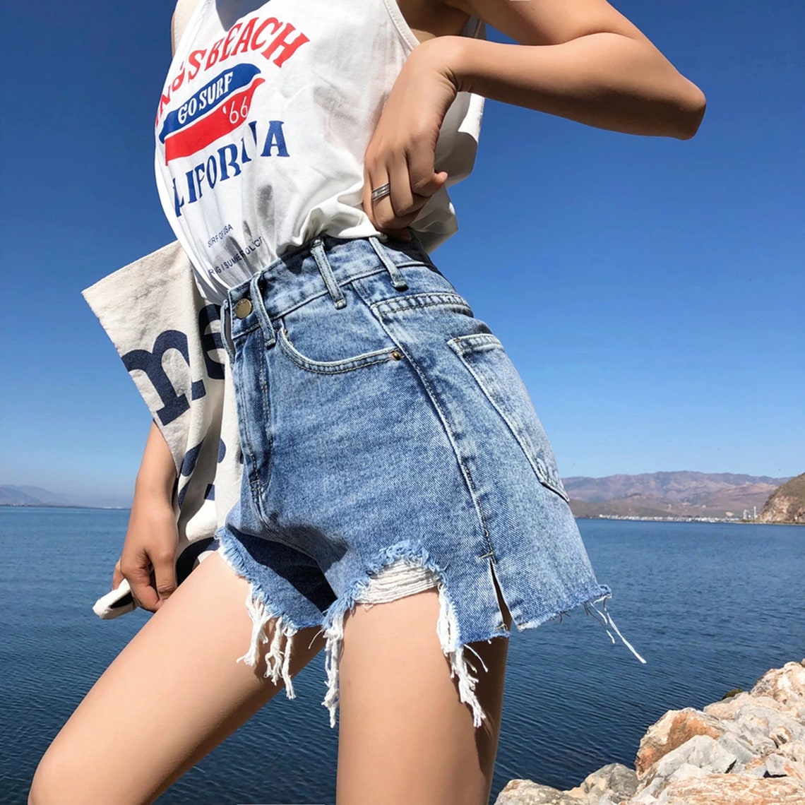 Tassel Ripped Streetwear Mini Denim Shorts