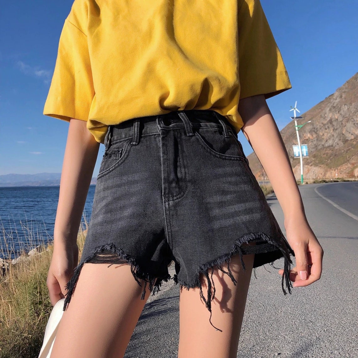 Tassel Ripped Streetwear Mini Denim Shorts