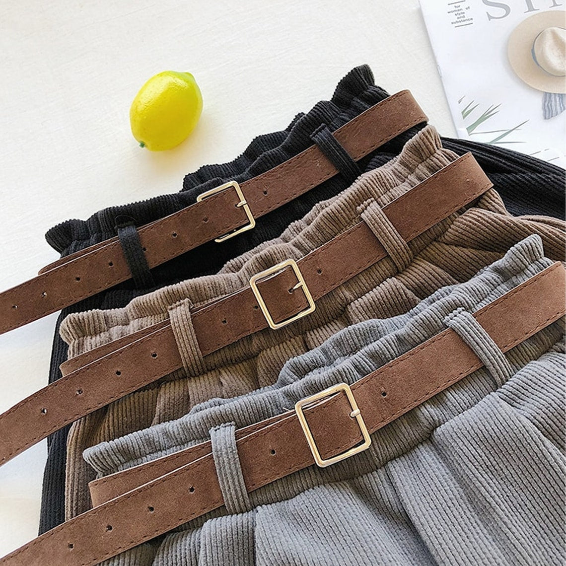 Spring-Autumn High Waist Corduroy Shorts