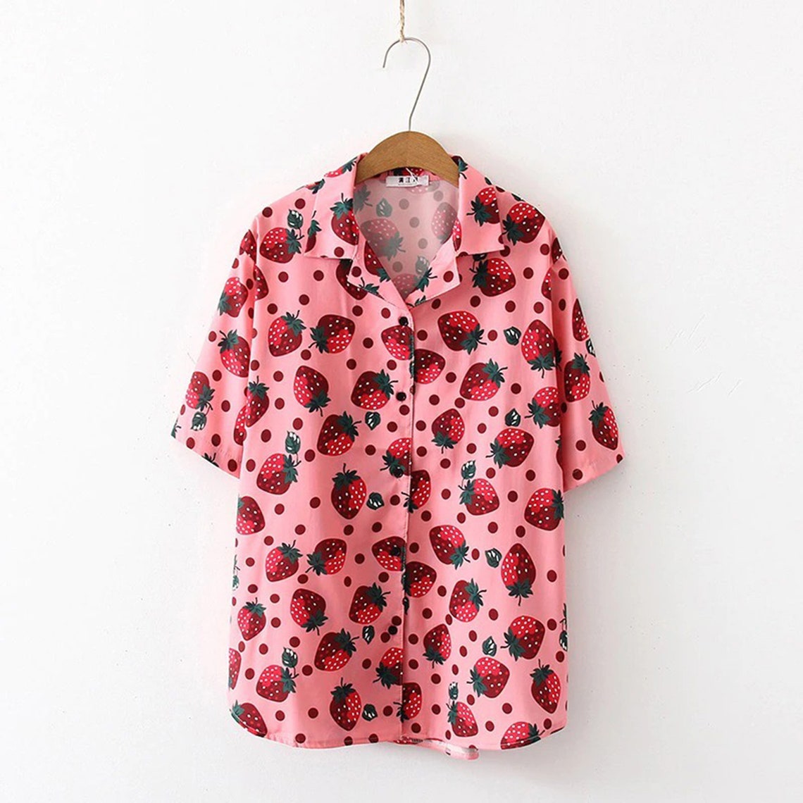 Pink Strawberry Fully Print Summer Holiday Fashion Top