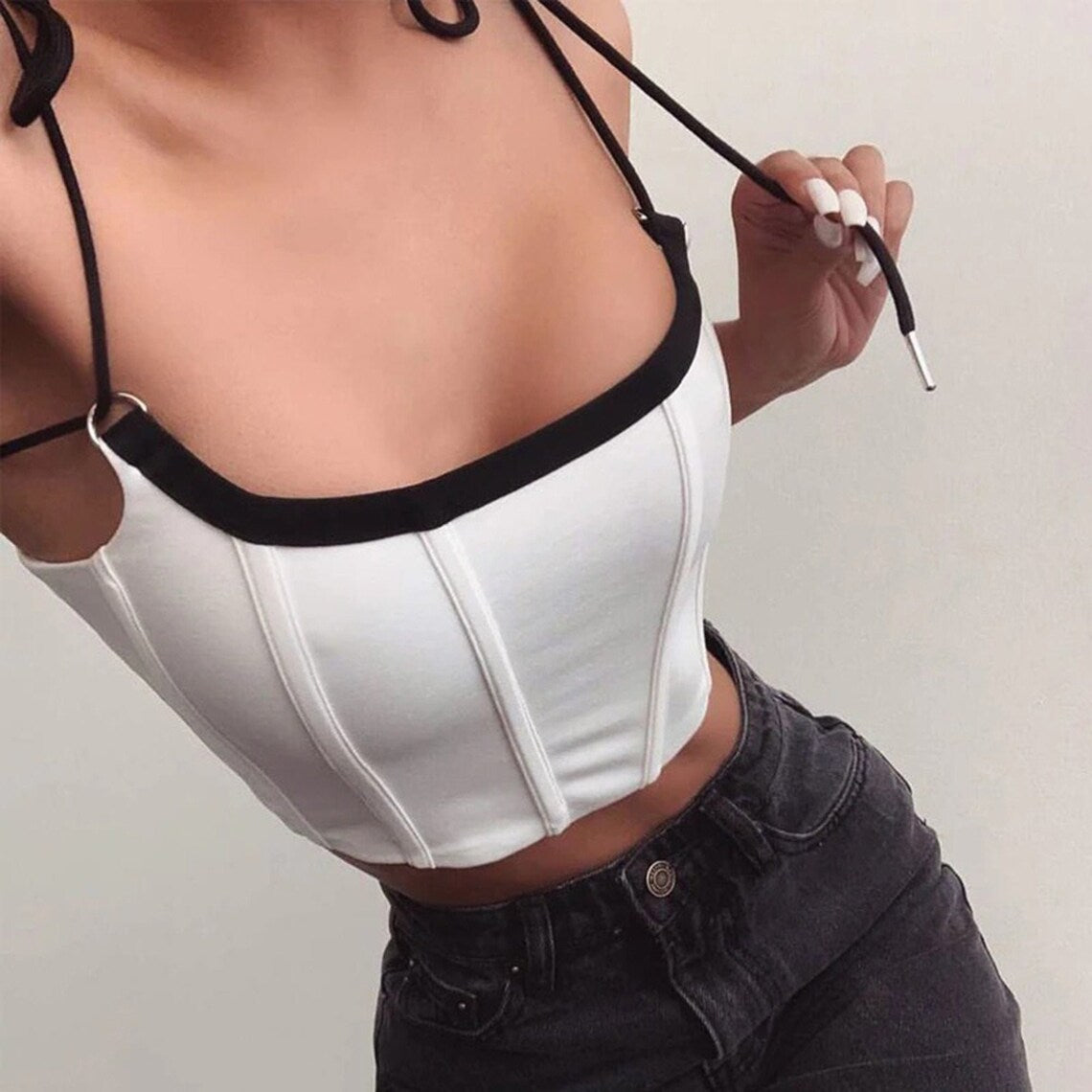 Double String Bow Knot Spaghetti Crop Top