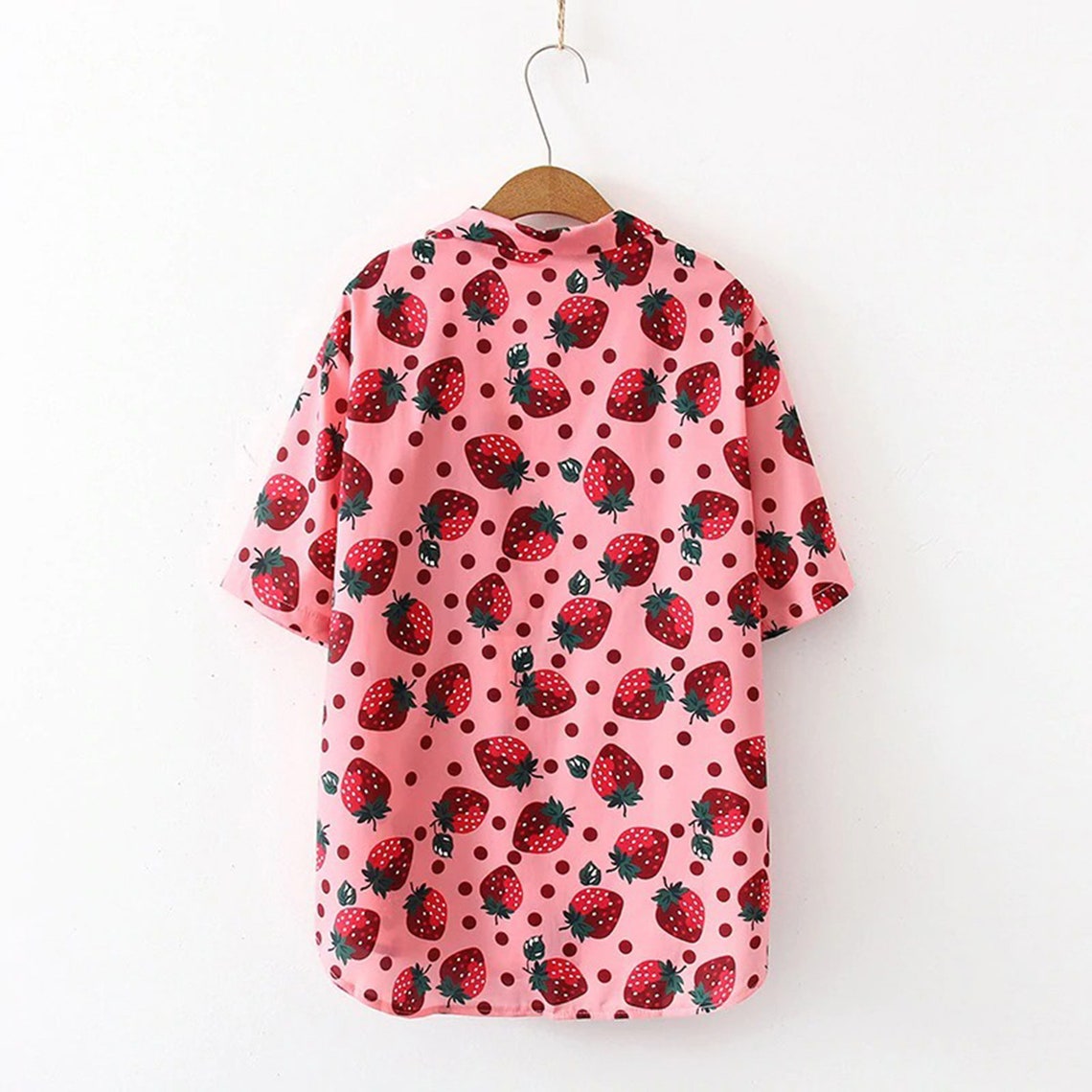 Pink Strawberry Fully Print Summer Holiday Fashion Top