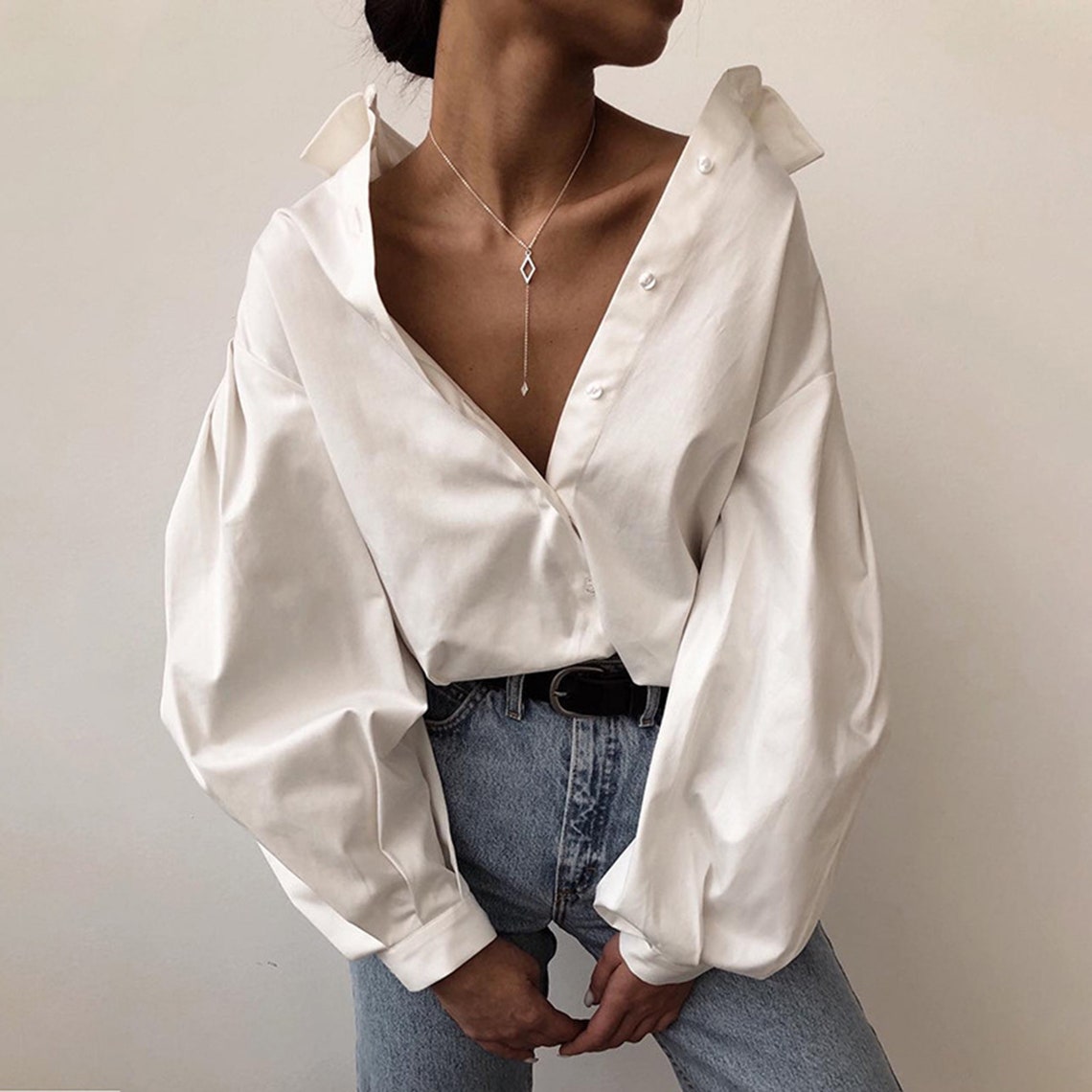 Sexy Lantern Long Sleeves Loose Fashion Shirt