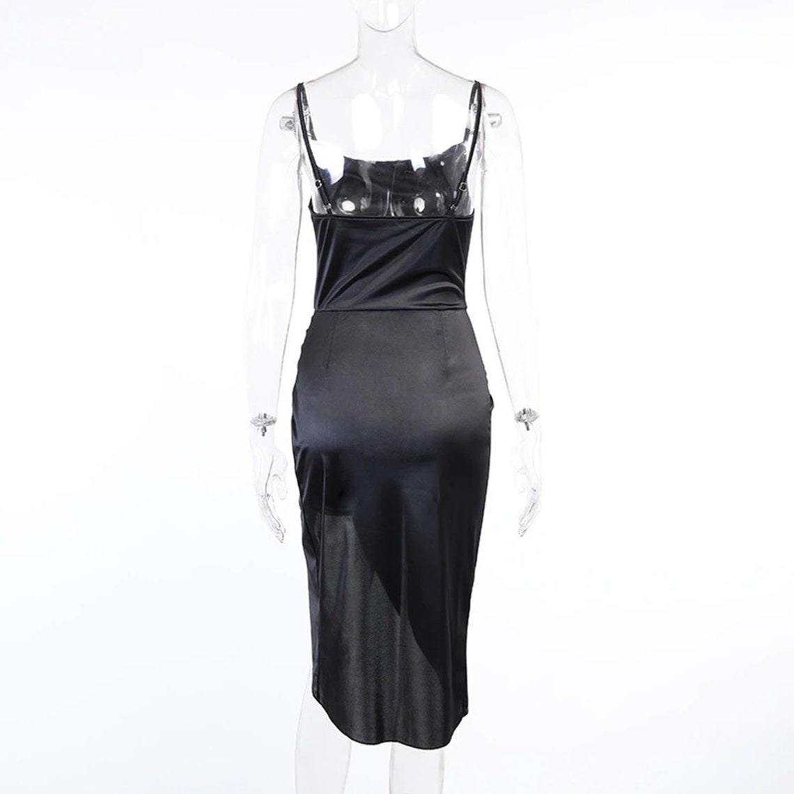 Elegant Solid V-neck High Slit Fashion Sleeveless Dress