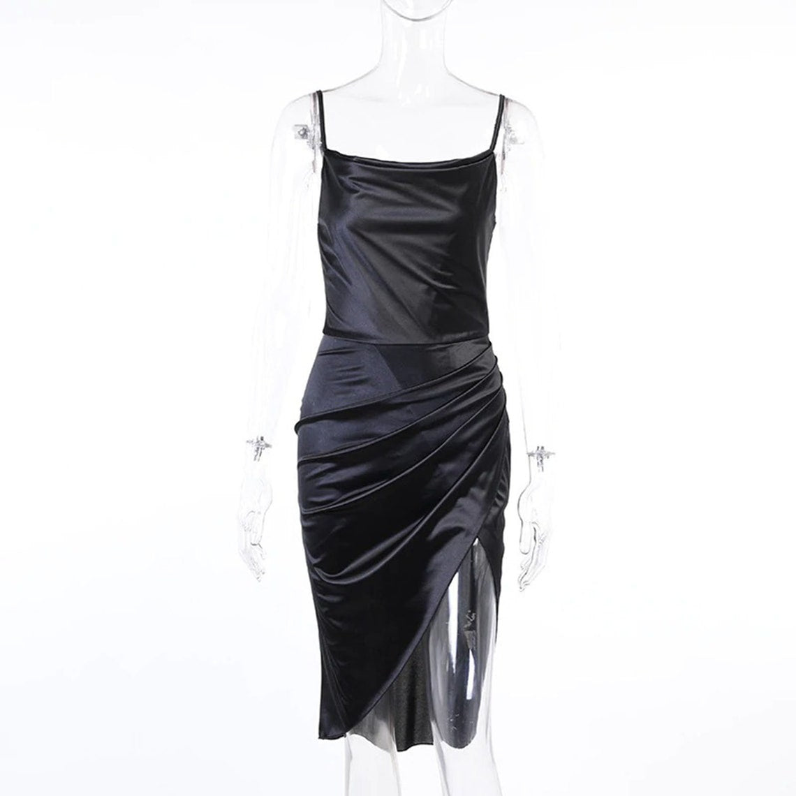 Elegant Solid V-neck High Slit Fashion Sleeveless Dress