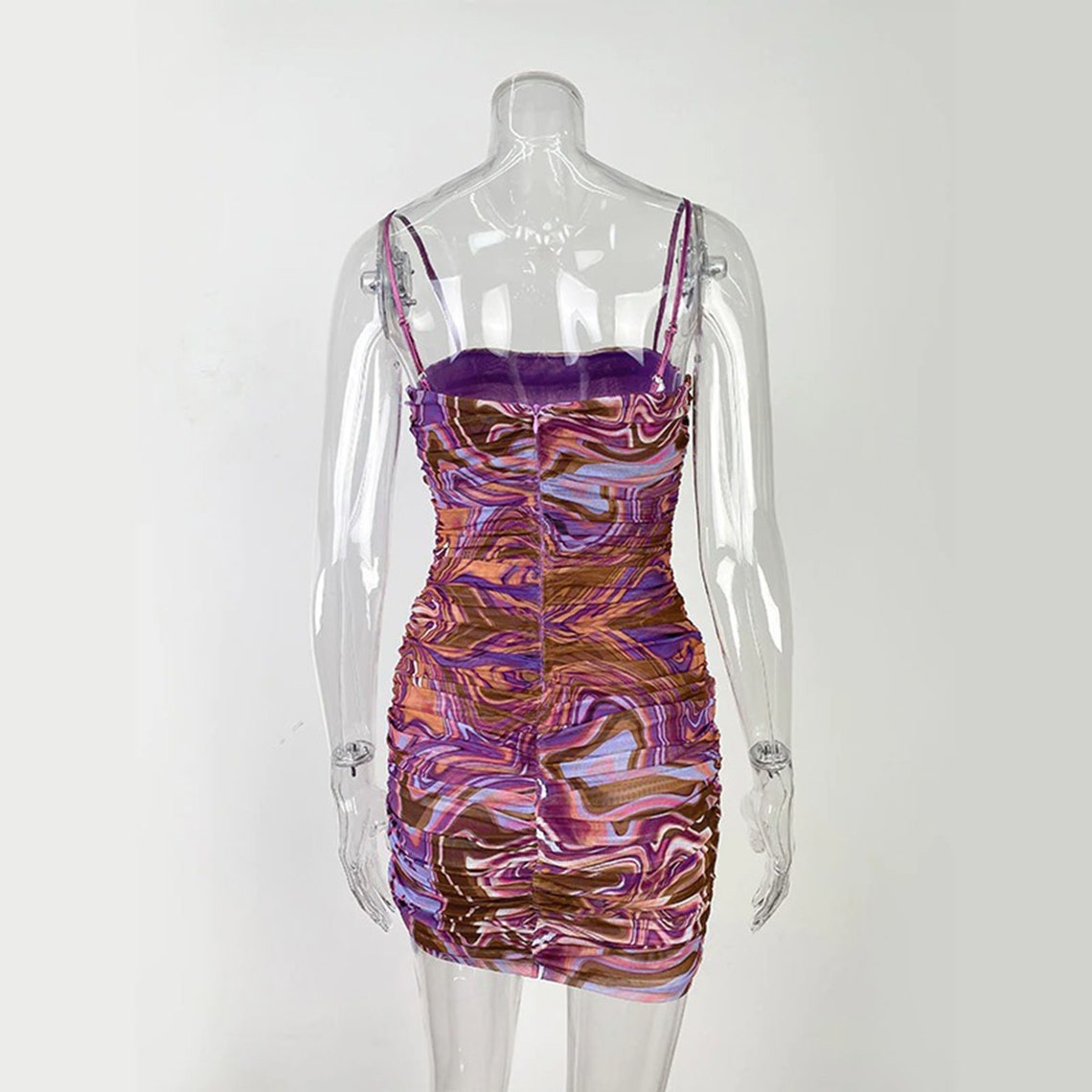 Abstract Print Spaghetti Strap Party Dress