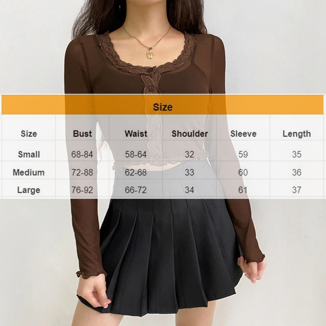 Brown See-through Vintage Floral Lace Cropped Tees